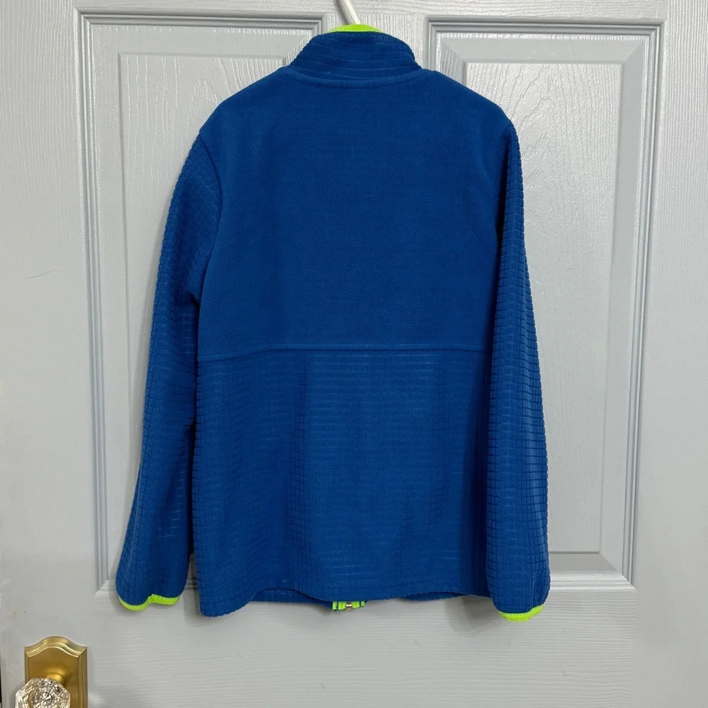 Land's End Youth Boys Sz Medium 8 Full Zip Grid Polar Tech Fleece Jacket EUC